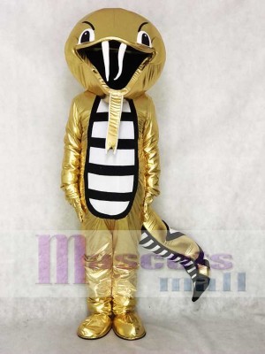 Golden Rattle Cobra Snake Mascot Costume Reptiles