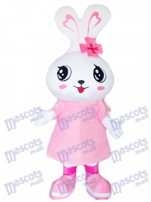 Big Head Pink Rabbit Eater Bunny Mascot Costume Animal