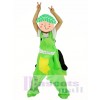 For Children/ Kids Piggyback Carry Me Ride on Yellow Belly Green Dragon Mascot Costume