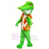 Smiling Green lizard Mascot Costume Cartoon