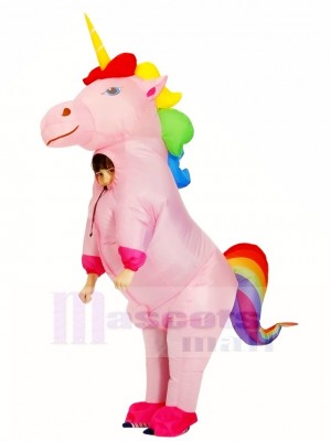 Inflatable Cute Rainbow Unicorn Horse Blow Up Costume Halloween for Kids