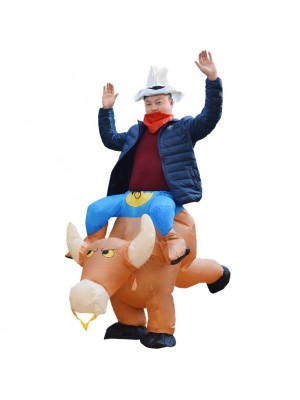 Brown Cow Carry me Ride on Inflatable Costume Halloween Xmas for Adult/Kid