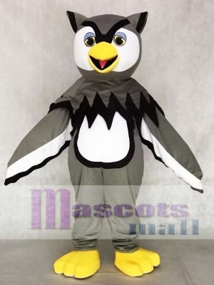 Cute Gray Cool Owl Mascot Costumes Bird Animal