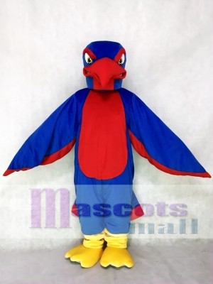 Fierce Royal Blue and Red Falcon Mascot Costume