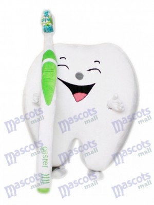 White Tooth Cartoon Adult Mascot Costume